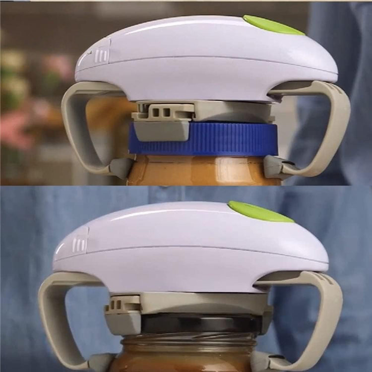 Ouvre-bocal électrique ergonomique et sécurisé, adaptable à diverses tailles de couvercles, fonctionnement économique et sans effort avec bouton poussoir, matériaux durables. La livraison est offerte !