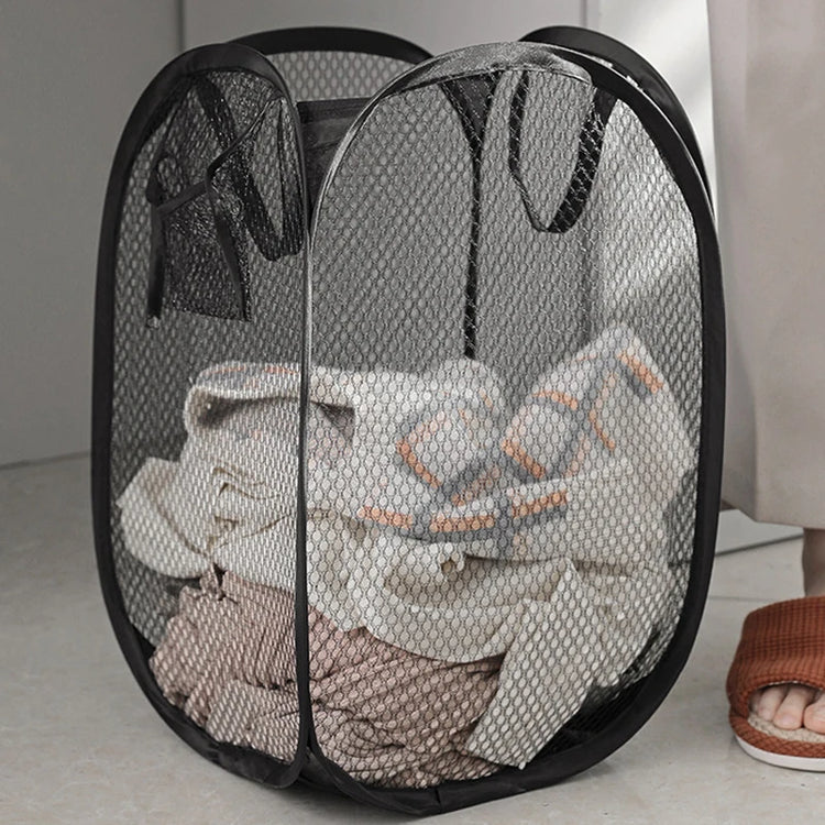 Joli panier à linge vertical pliable avec poche latérale, 46x30x30 cm, pour buanderie, camping, chambres d'enfants, léger, durable, avec poignées robustes pour un transport facile. La livraison prioritaire est offerte !