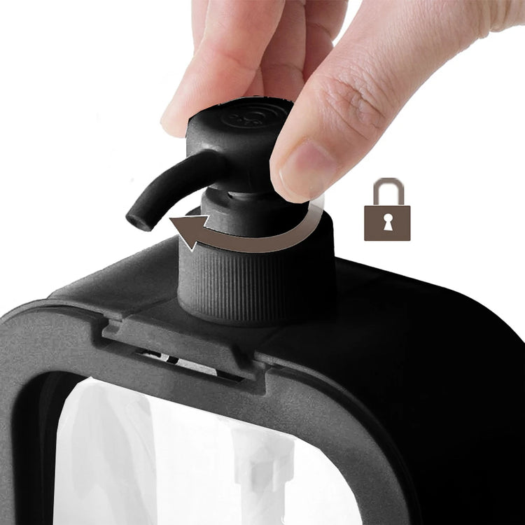 Superbes distributeurs de savon élégants et durables, au design tendance avec un corps transparent et noir, dotés de pompes anti-fuite robustes, écologiques, réutilisables et polyvalents pour la salle de bain et la cuisine. La livraison est offerte !