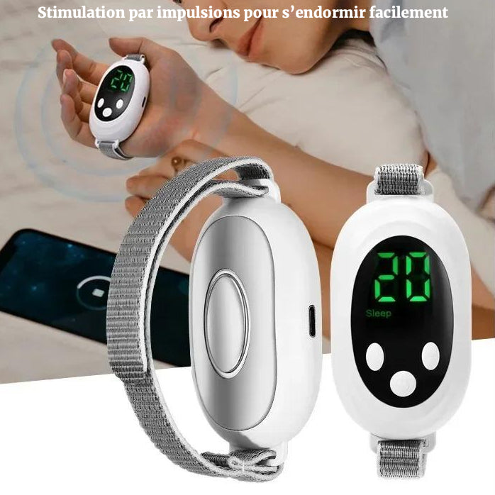 Appareil portatif d’aide au sommeil et anti-stress, 2 modes intelligents (sommeil profond & regain d’énergie), 20 niveaux de réglage personnalisables, sangle douce réglable, rechargeable USB. Livraison offerte !