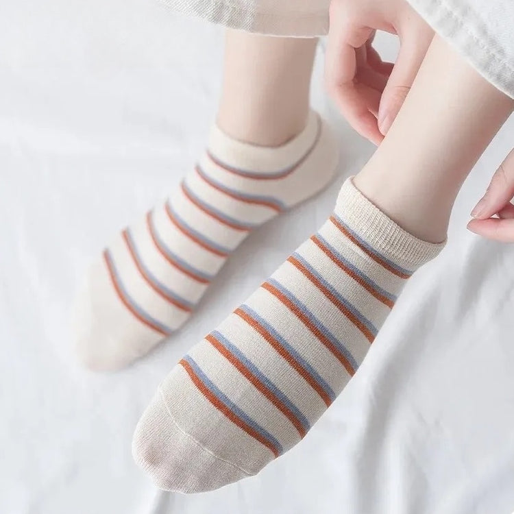 Superbes chaussettes pour femme, à rayures et à carreaux, confortables, douces, respirantes et extensibles, taille unique. Idéales pour le printemps et l'été ! Lot de 6. La livraison prioritaire est offerte !