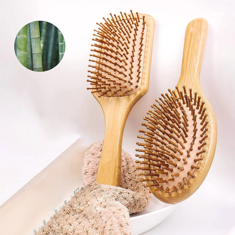Lot de 4 brosses à cheveux en bambou naturel avec coussin d’air, démêlante antistatique, massage du cuir chevelu, prévient la casse et répartit les huiles naturelles – adaptée à tous types de cheveux, 4 brosses Premium. Livraison offerte !