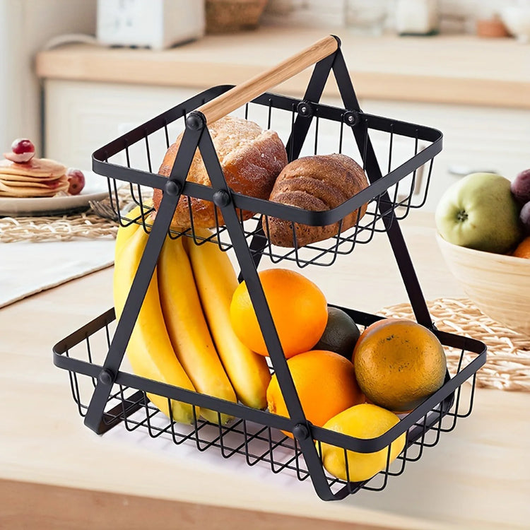 Magnifique panier à fruits et légumes, superposés 2 ou 3 niveaux, avec poignée en bois, design élégant pour cuisine et salle de bain, facile à monter et stable. Produit Top Premium. La livraison prioritaire est offerte!