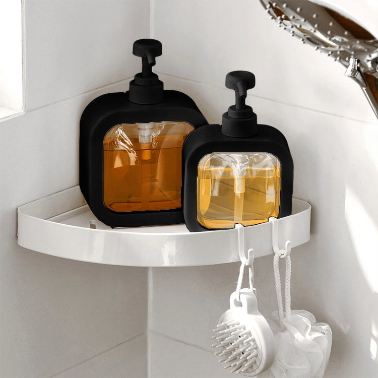 Superbes distributeurs de savon élégants et durables, au design tendance avec un corps transparent et noir, dotés de pompes anti-fuite robustes, écologiques, réutilisables et polyvalents pour la salle de bain et la cuisine. La livraison est offerte !