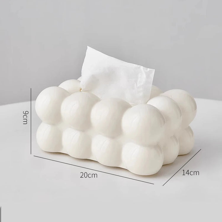 Boîte à mouchoirs design nuage en résine élégante, durable et facile à nettoyer, avec grande ouverture pratique, idéale pour salon, chambre, cuisine, salle de bain ou voiture, décoration moderne et cadeau original. Livraison offerte !
