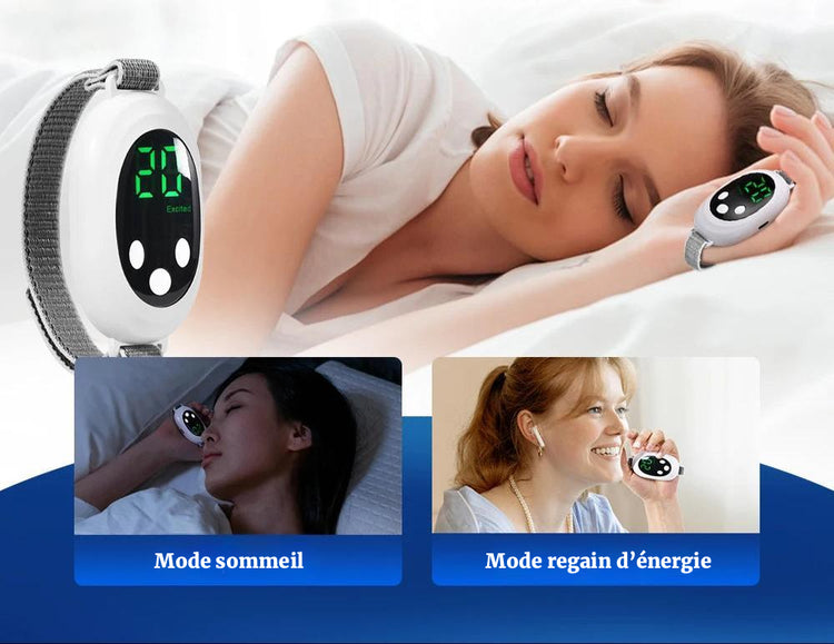 Appareil portatif d’aide au sommeil et anti-stress, 2 modes intelligents (sommeil profond & regain d’énergie), 20 niveaux de réglage personnalisables, sangle douce réglable, rechargeable USB. Livraison offerte !