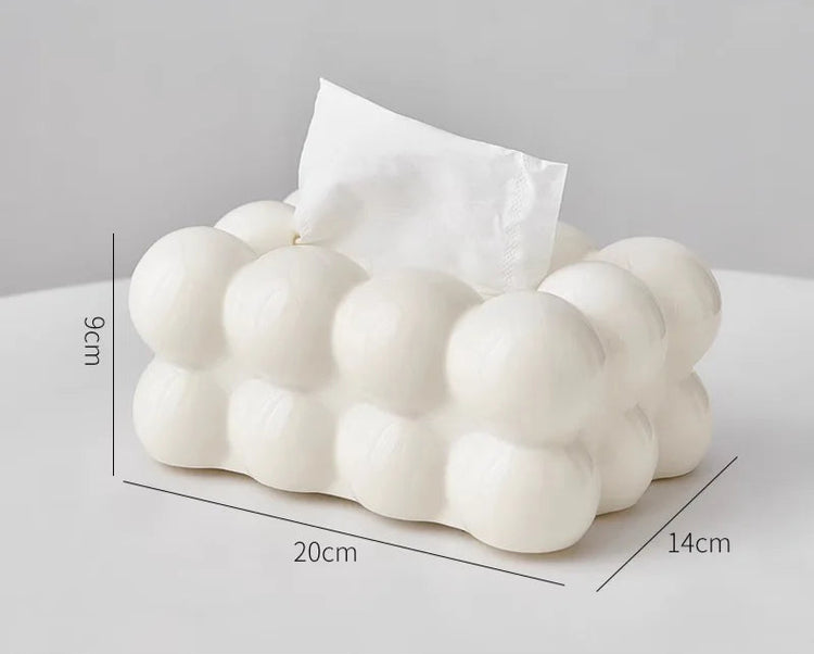 Boîte à mouchoirs design nuage en résine élégante, durable et facile à nettoyer, avec grande ouverture pratique, idéale pour salon, chambre, cuisine, salle de bain ou voiture, décoration moderne et cadeau original. Livraison offerte !