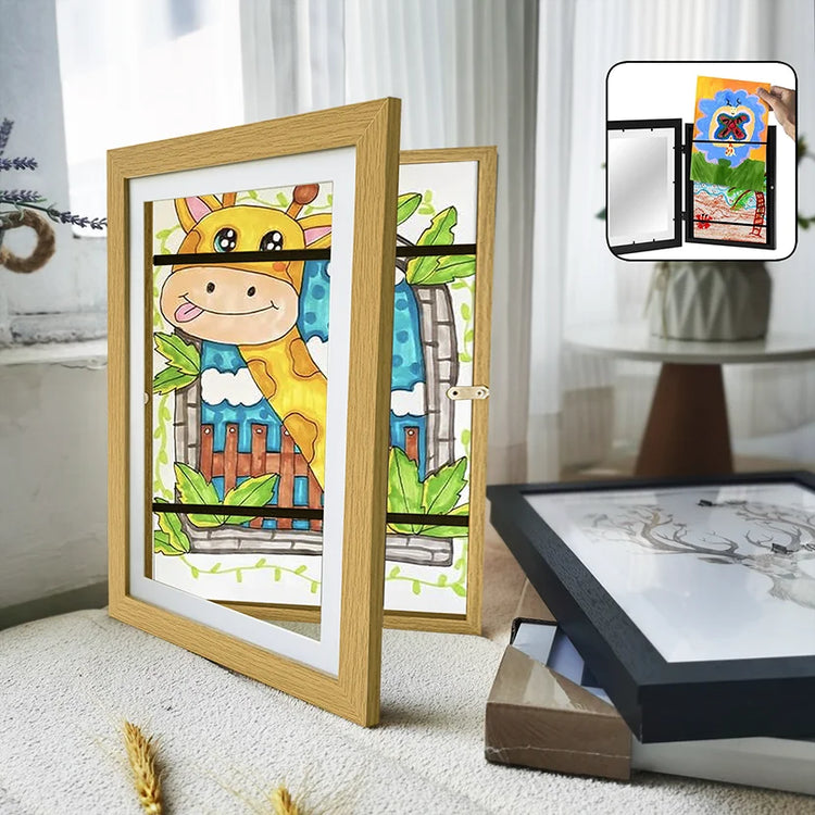 Fabuleux cadre artistique à rabat magnétique format A4 (34 x 25 cm), support de rangement mural pour photos, peintures, reproductions, souvenirs, dessins d’enfants, jusqu’à 100 images. Livraison prioritaire offerte !