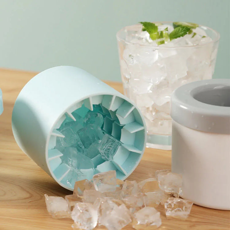 Bac à glaçons cylindrique en silicone avec couvercle scellé, démoulage facile, économise de l'espace, réutilisable et durable, idéal pour cocktails et desserts. La livraison prioritaire est offerte !