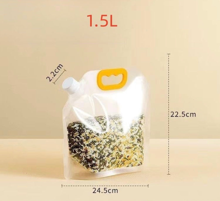 Sacs de stockage de nourriture hermétiques, réutilisables et sans BPA avec poignée et capuchon, résistants à l'humidité, économes en espace, transparents et écologiques, parfaits pour aliments et liquides. La livraison prioritaire est offerte !
