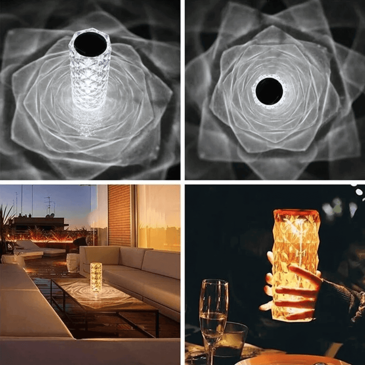 Magnifique lampe de table, 16 couleurs, motifs de roses lumineuses, effet cristal, interrupteur tactile et télécommande incluse. Laissez-vous porter par une ambiance unique. La livraison prioritaire est offerte !