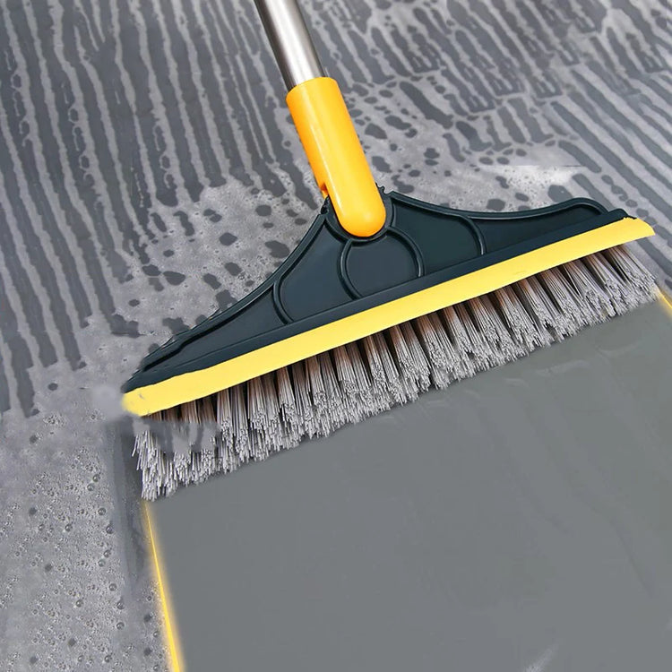 Ingénieuse brosse à plancher 2-en-1: manche long 107cm, raclette intégrée, poils durs en v pour nettoyage profond, poignée ergonomique prolongée et amovible. La livraison est offerte !