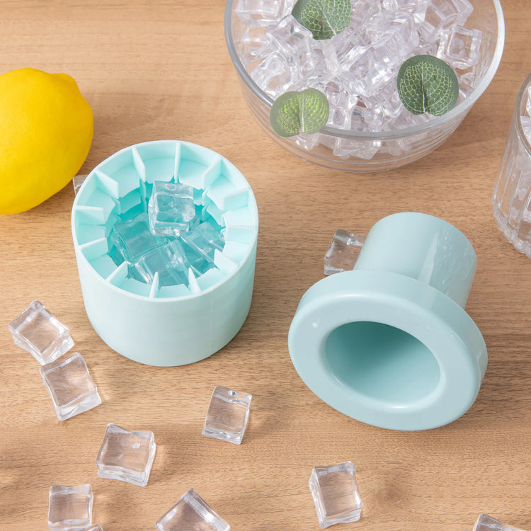 Bac à glaçons cylindrique en silicone avec couvercle scellé, démoulage facile, économise de l'espace, réutilisable et durable, idéal pour cocktails et desserts. La livraison prioritaire est offerte !