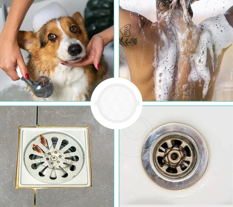Astucieux filtres à cheveux, écran filtrant anti-blocage, couvercle de bouchon de vidange, adhésif économique anti-bouchon pour une douche sans souci. La livraison est offerte!