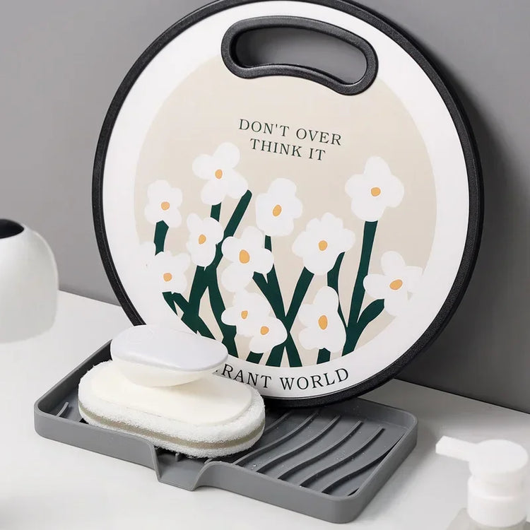 Porte-savon et porte-éponges en silicone avec système auto-drainant, anti-fondant et antidérapant, idéal pour salle de bain, baignoire et cuisine, matériaux durables et polyvalence accrue. La livraison est offerte !