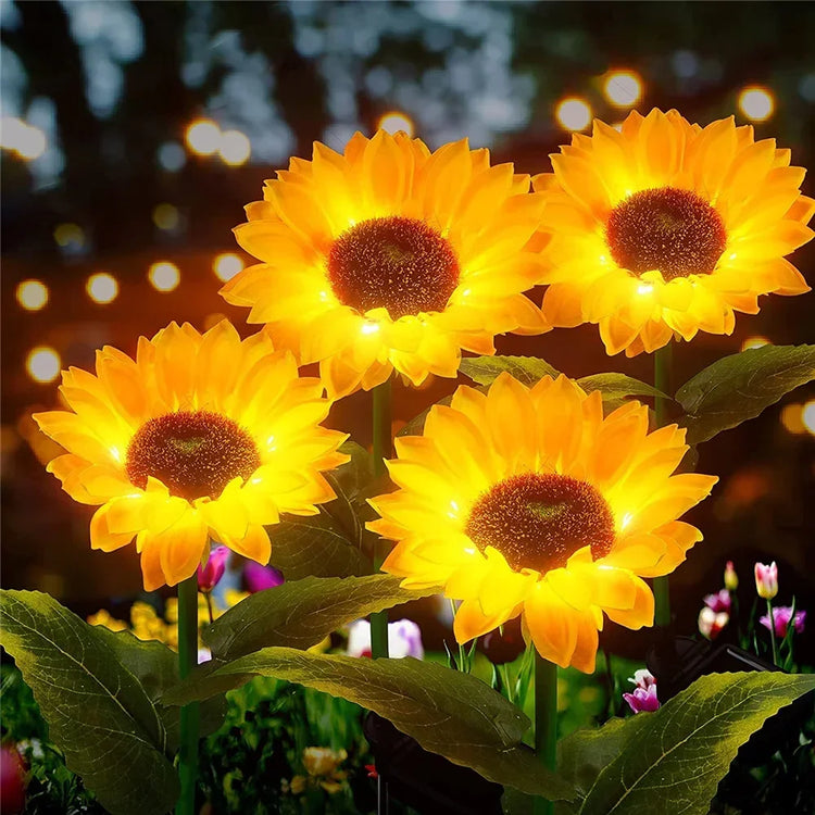Magnifiques lampes solaires tournesols pour jardin, charme naturel et lumineux, matériaux étanches IP65, activation automatique, parfaites pour décorer jardins et terrasses. La livraison prioritaire est offerte !