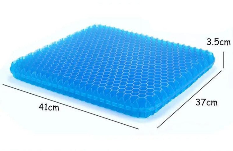 Coussin fraîcheur en gel ultra-confort, anti-pression pour soulager douleurs sciatiques, fessiers et lombaires, avec design respirant en nid d'abeille pour un confort prolongé et une meilleure posture. Housse incluse. La livraison est offerte!