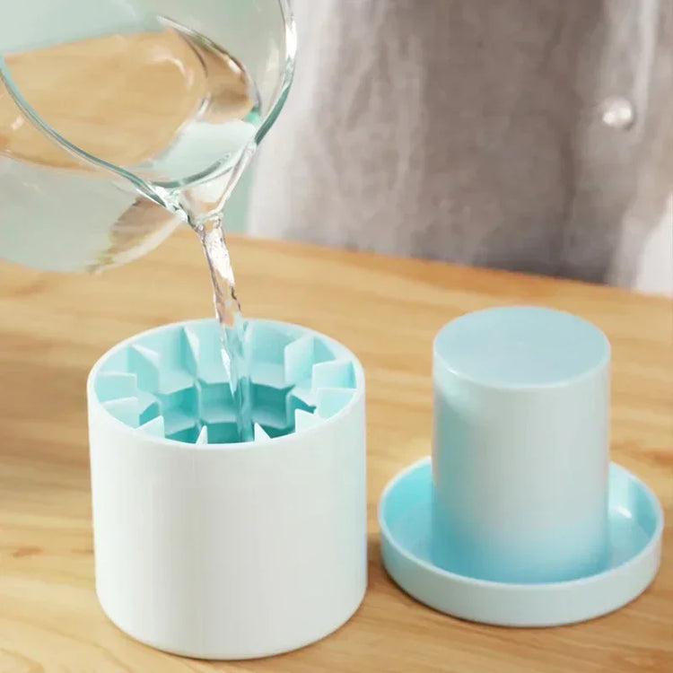 Bac à glaçons cylindrique en silicone avec couvercle scellé, démoulage facile, économise de l'espace, réutilisable et durable, idéal pour cocktails et desserts. La livraison prioritaire est offerte !