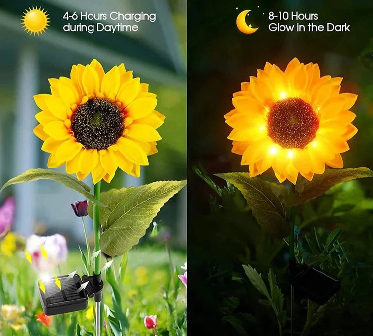 Magnifiques lampes solaires tournesols pour jardin, charme naturel et lumineux, matériaux étanches IP65, activation automatique, parfaites pour décorer jardins et terrasses. La livraison prioritaire est offerte !