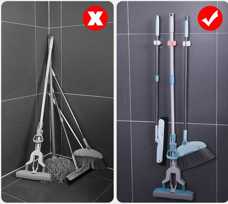 Ingénieux crochets adhésifs multi-usages, supports pour balais, vadrouilles, outils, ustensiles, etc. La livraison est offerte !