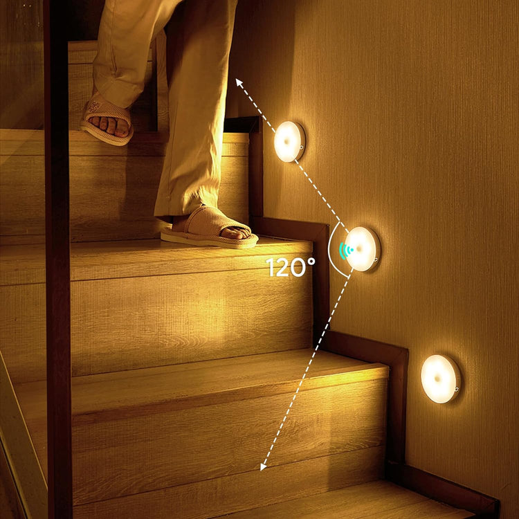 Veilleuse magique à capteur de mouvements, lampe sans fil automatique, pour couloir, cuisine, escalier, chambres, éclairage d'armoire, lumière de nuit. Charge très longue durée. La livraison est offerte!