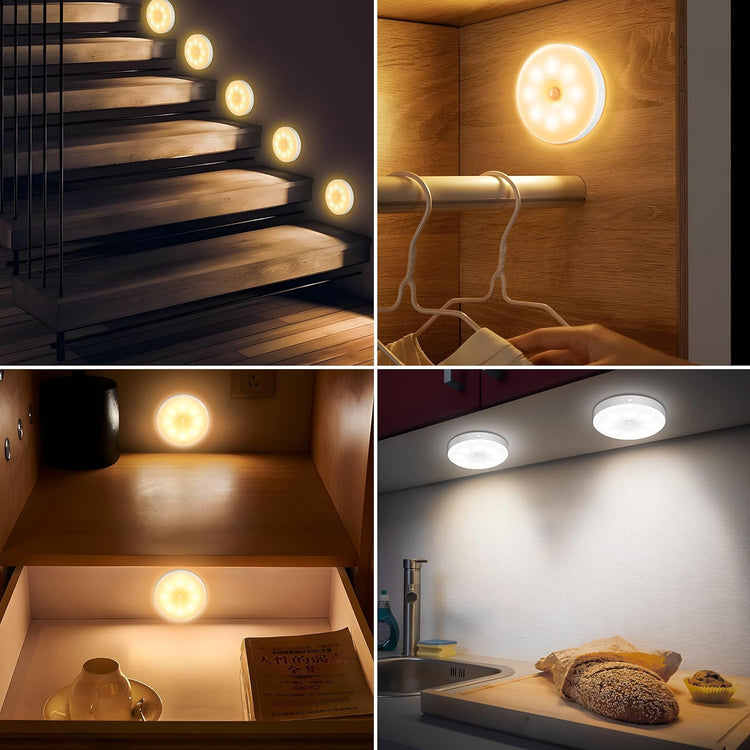 Veilleuse magique à capteur de mouvements, lampe sans fil automatique, pour couloir, cuisine, escalier, chambres, éclairage d'armoire, lumière de nuit. Charge très longue durée. La livraison est offerte!
