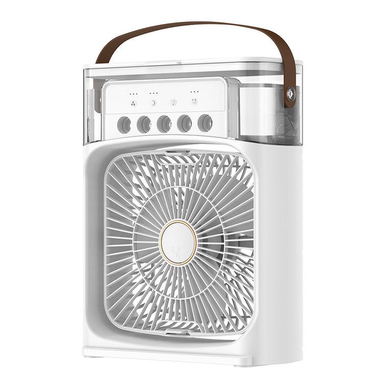 Ventilateur-climatiseur d'air frais, compact, silencieux, 3 vitesses, 3 minuteries, 3 bruines fraîches, 7 couleurs – Idéal près du lit, coin lecture, espace de travail, cuisine, bureau, terrasse, etc. La livraison prioritaire est offerte !