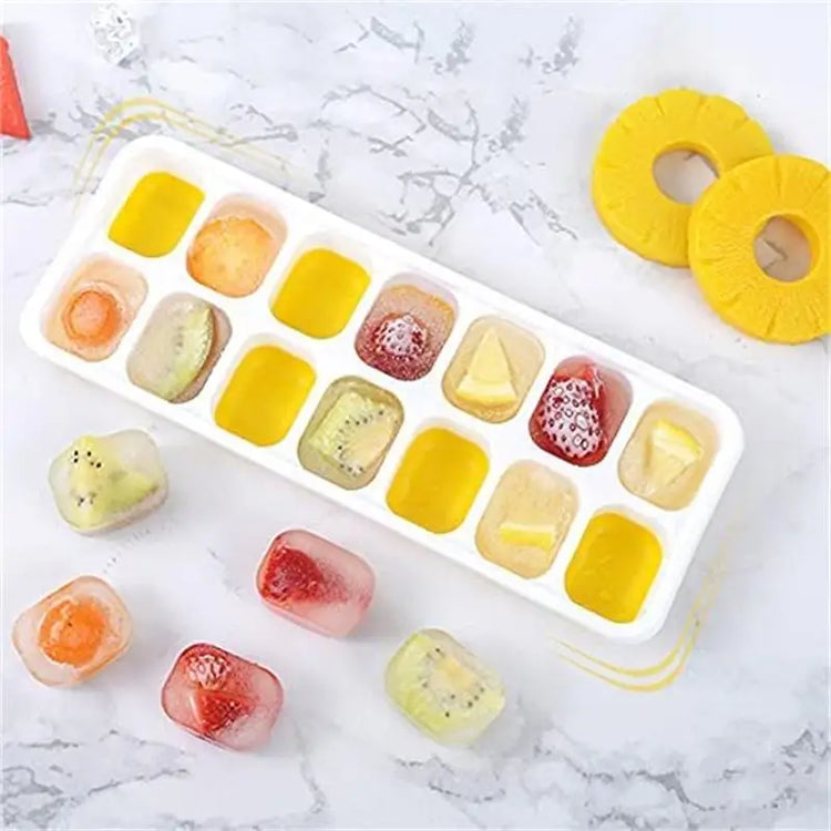 Bacs à glaçons en silicone avec 14 compartiments, certifiés LFGB, sans BPA, couvercle protecteur, empilables, démoulage facile, idéal pour diverses boissons et glaçons aromatisés. La livraison est offerte !