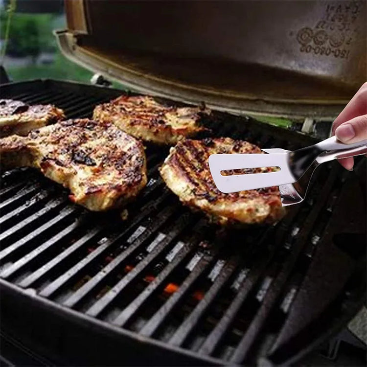 Double pince-spatule multifonction en acier inoxydable. La livraison est offerte !
