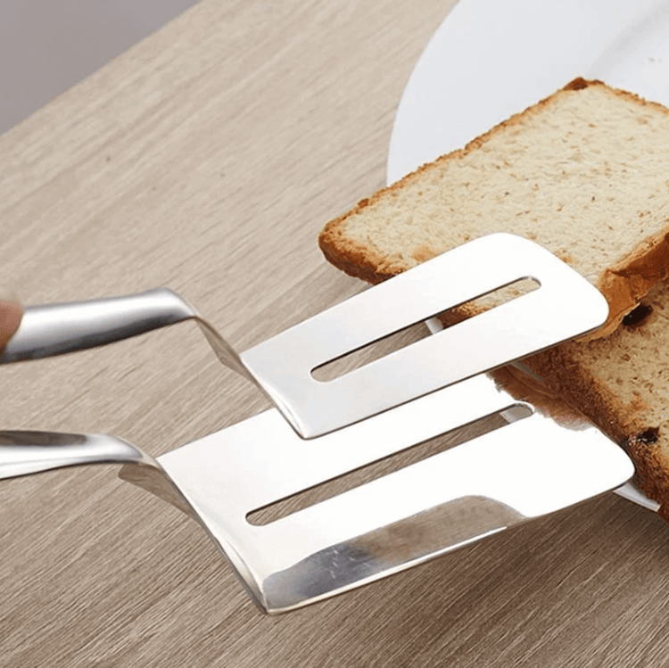 Double pince-spatule multifonction en acier inoxydable. La livraison est offerte !