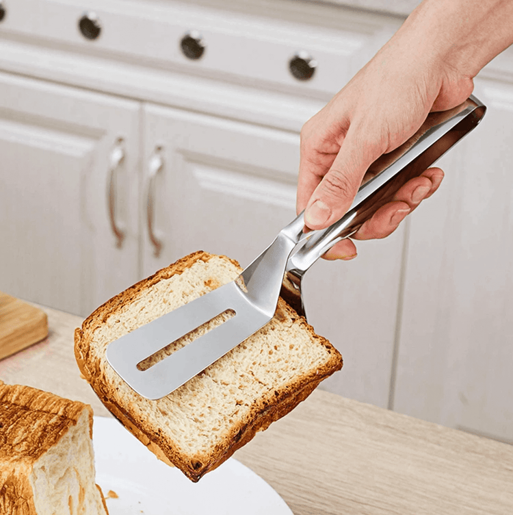 Double pince-spatule multifonction en acier inoxydable. La livraison est offerte !