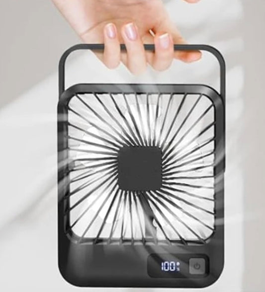 Ventilateur ultra silencieux, rechargeable USB, inclinable à 180°, pliable, affichage de la batterie, 5 vitesses. La livraison prioritaire est offerte !
