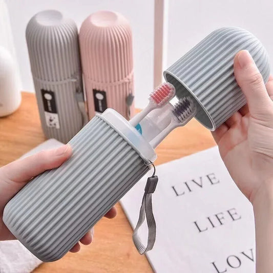 Superbe étui pour brosse à dents et dentifrice, boîtier de protection de voyage ou camping, protège de la saleté et des chocs, 2 gobelets de rinçage. La livraison prioritaire est offerte !