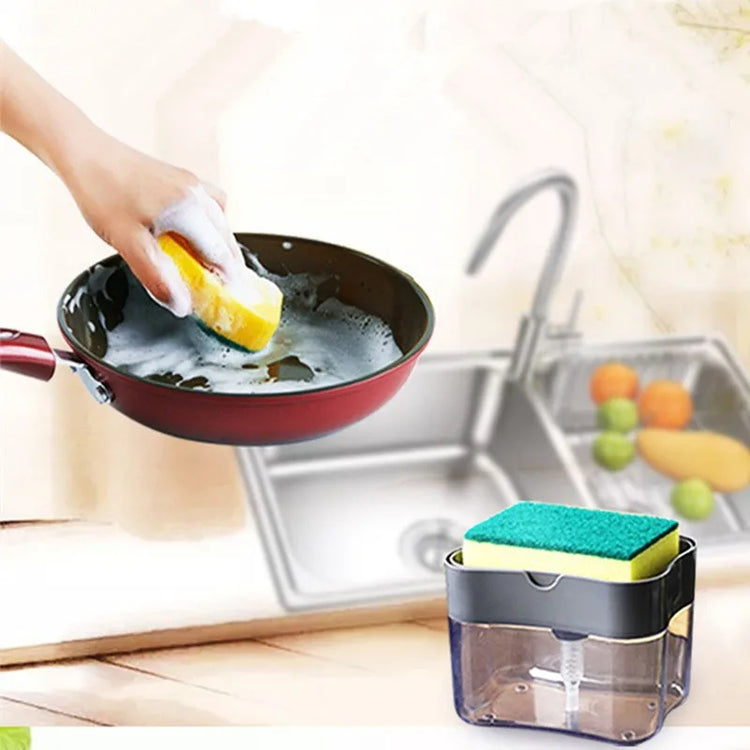 Ingénieux distributeur de savon liquide avec éponge intégrée – Appuyez, nettoyez, gagnez du temps. Livraison offerte !
